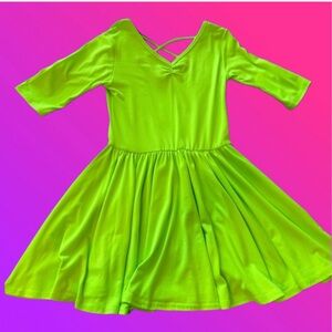 Dot Dot Smile DDS Ballerina Twirl Neon Bright Green Dress- Size 5/6